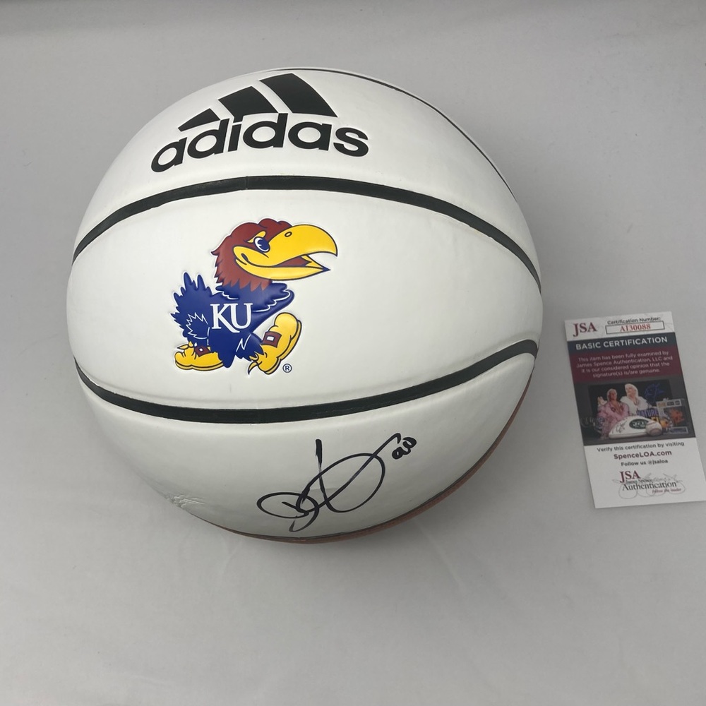 Drew Gooden‎ signed Adidas Kansas Jayhawks Logo Basketball JSA COA